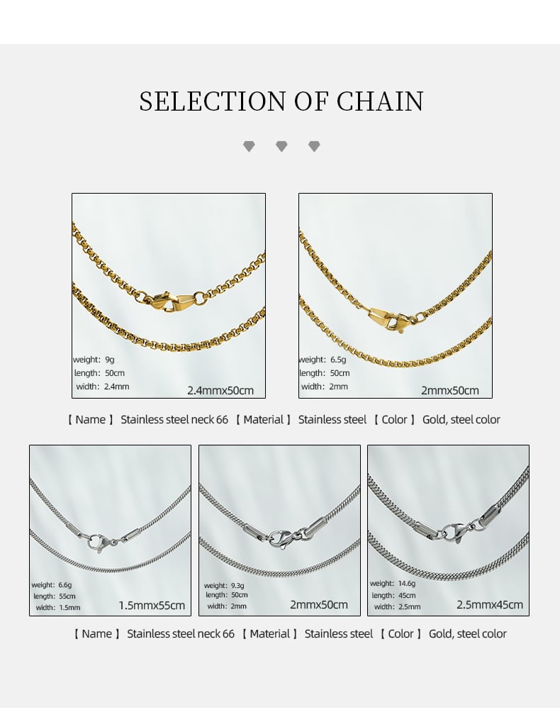 Box chain and snake chain options for coin pendant necklace, gold and steel.jpg