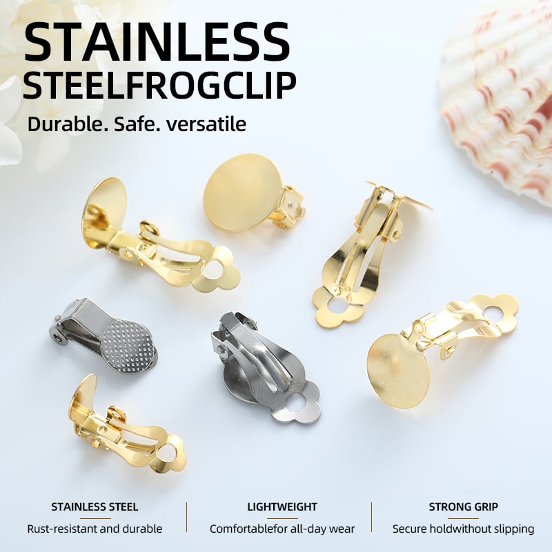 Stainless Steel Frog Clip Earring Findings – 8mm to 14mm