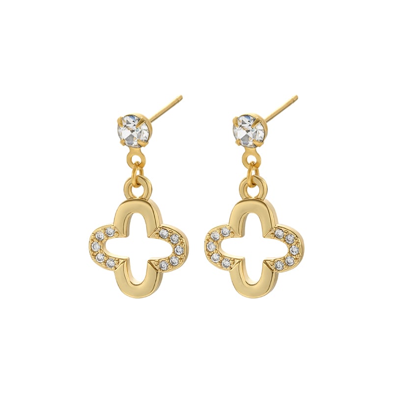 Gold Plated CZ Dangle Stud Earrings – Pendant Motif Collection Intro