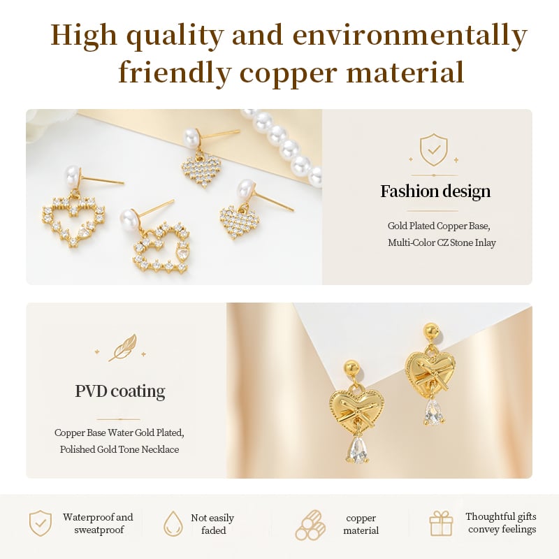 Gold Plated CZ Dangle Stud Earrings – Pendant Motif Collection Intro