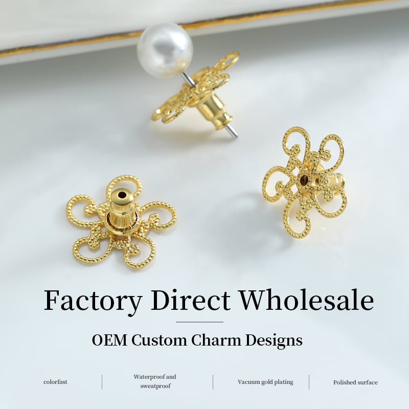 Gold Plated Decorative Earring Backs – 19 Flower Heart Butterfly Styles