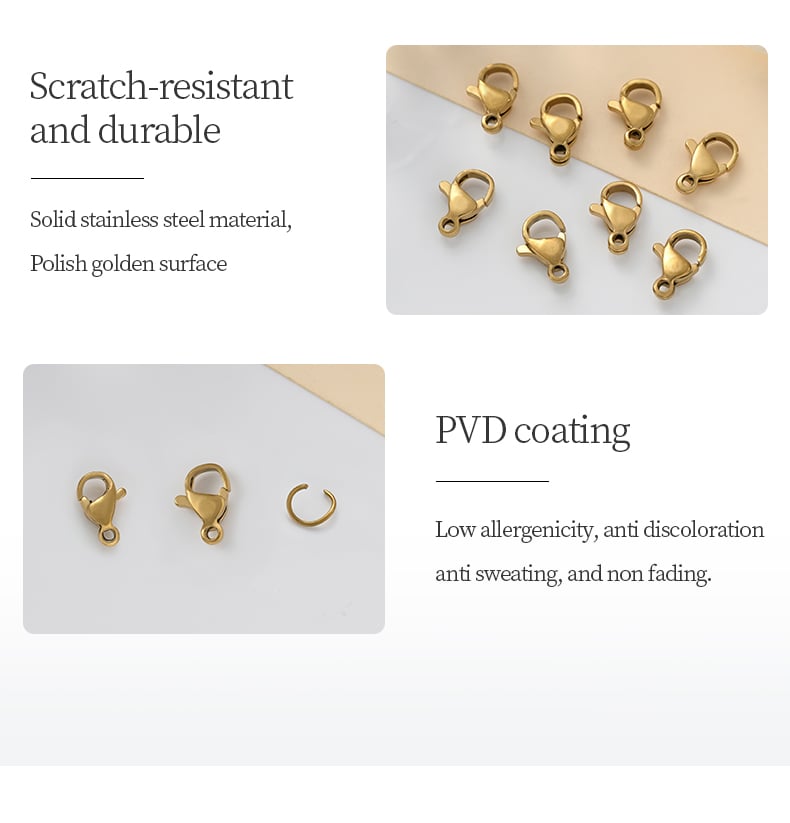 Stainless steel lobster clasp IP gold plating tarnish resistant detail.jpg