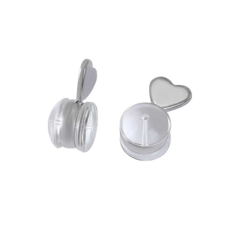 Gold Plated Heart Earring Backs – Clear Silicone Decorative Design