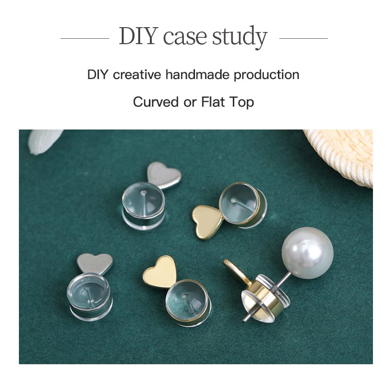 Gold Plated Heart Earring Backs – Clear Silicone Decorative Design