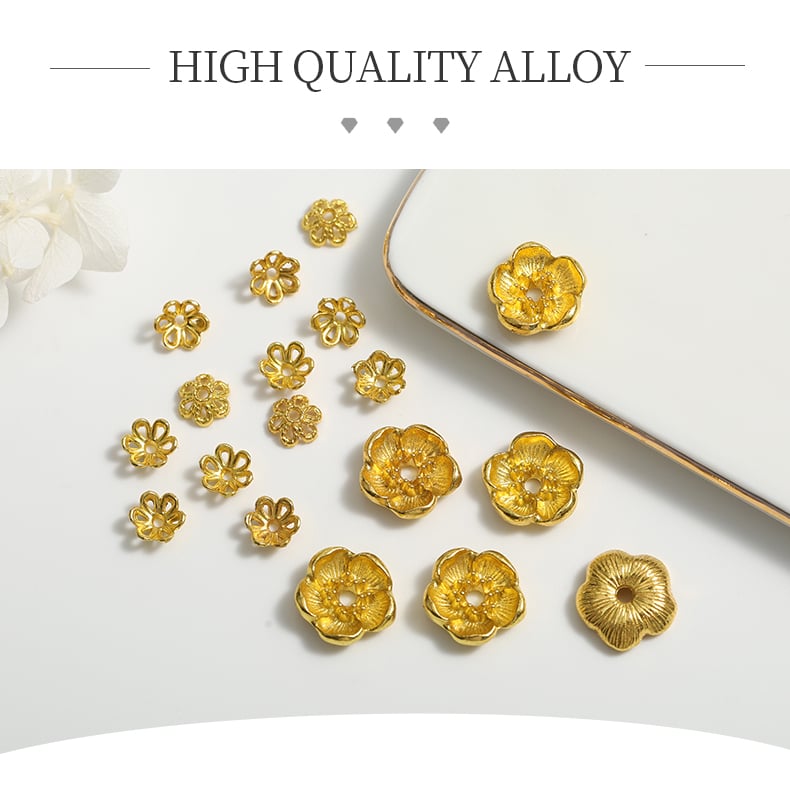 High quality alloy flower bead caps polished surface.jpg