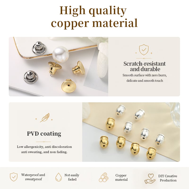 Copper Flat Head Bullet Earring Backs – 0.7mm Hole, 5mm Mini Size