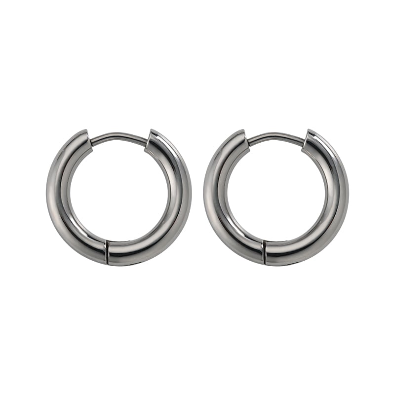 Stainless Steel Huggie Hoop Earrings – Classic Round Design with Hand Polished Finish