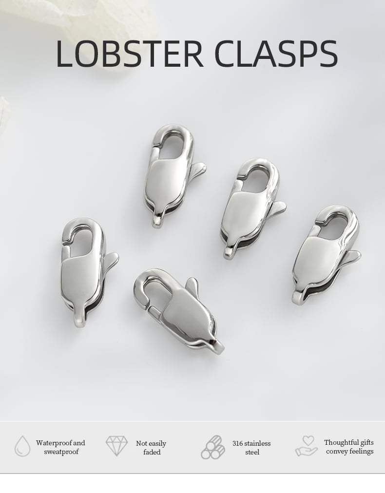 Classic lobster claw shape clasp with spring gate mechanism.jpg