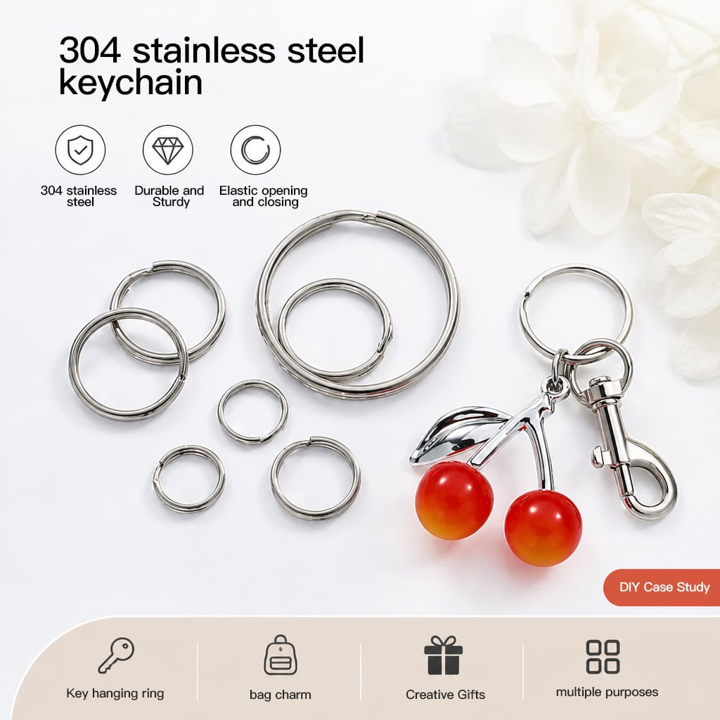 Stainless Steel Split Rings – Flat & Round Edge, 7 Sizes Each