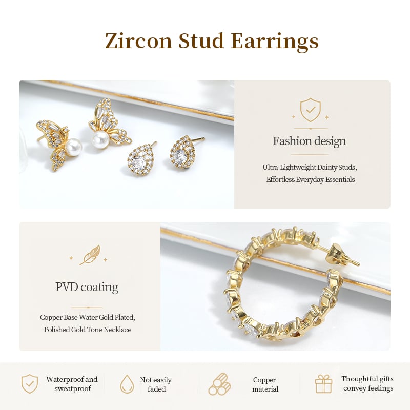 Gold Plated CZ Stud Earrings – Mini Dainty Designs for Everyday Wear Intro