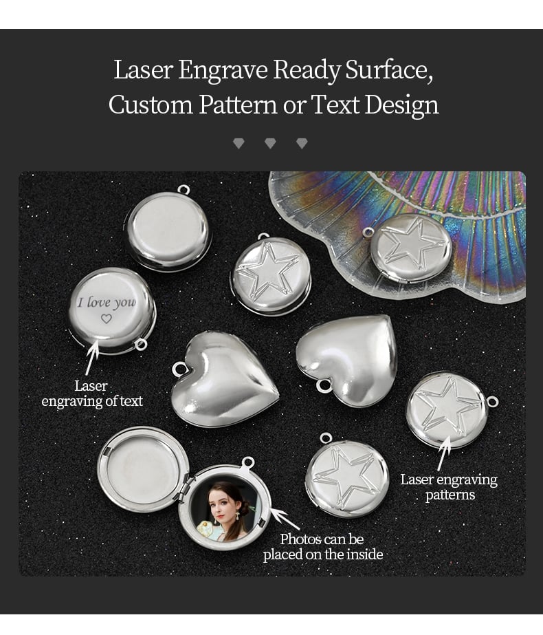 Stainless steel locket pendant laser engraving custom text and photo.jpg