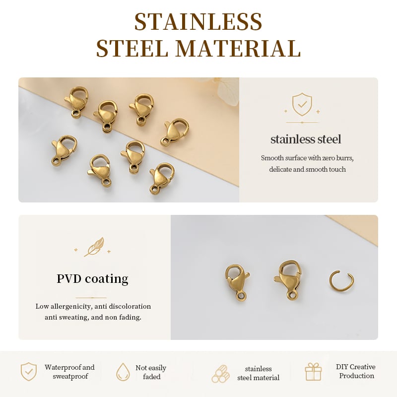 Stainless Steel Lobster Clasp – IP Gold Plated, 9mm & 10mm