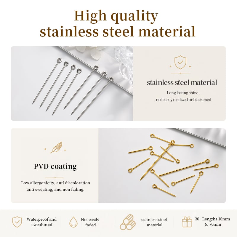Stainless Steel Eye Pins – 0.8mm & 1mm, 30+ Lengths