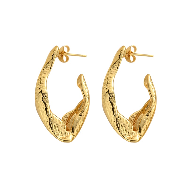 Stainless Steel Geometric Hollow Stud Earrings – Abstract Design in Gold Intro