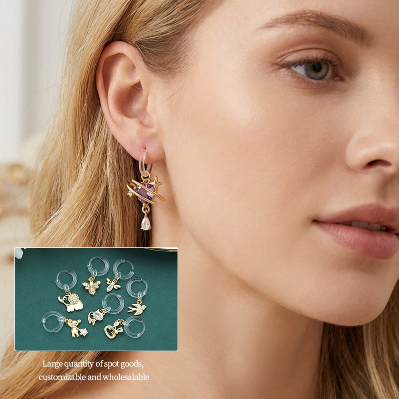 CZ Pendant Hoop Earrings – Gold Plated Pavé Charm Collection 2