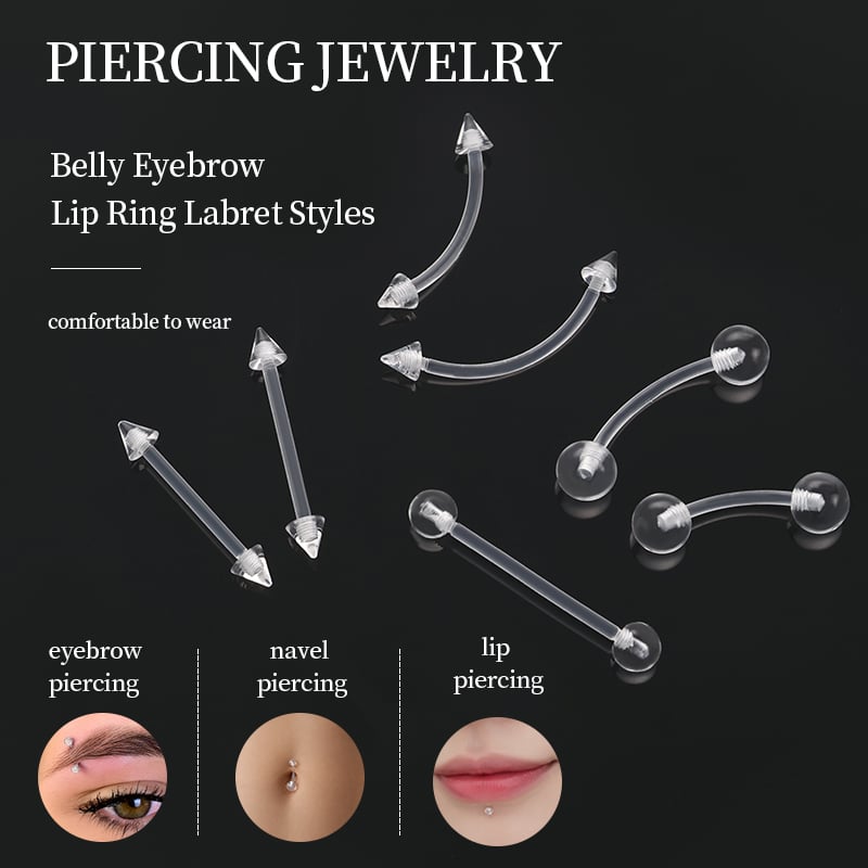 Clear Acrylic Piercing Retainer – Belly, Eyebrow & Lip Styles
