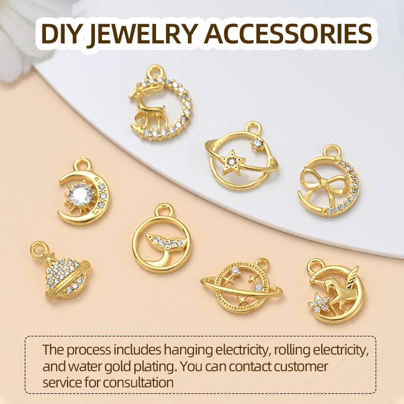 Gold Plated CZ Pendant Charms – 30+ Designs for DIY Jewelry Making