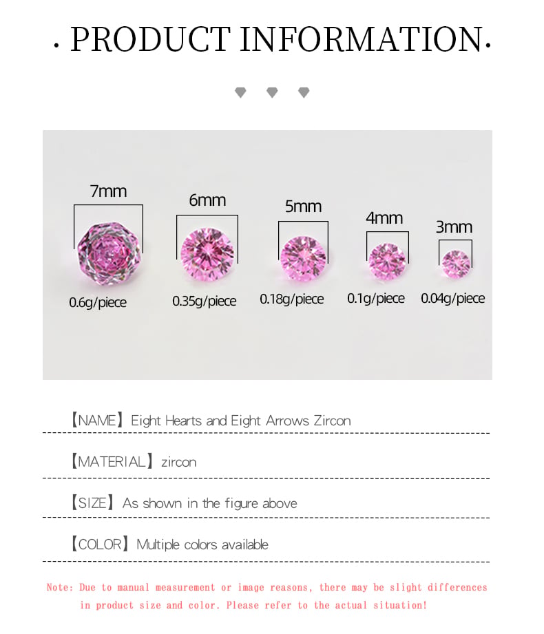 Loose CZ stones size chart 3mm to 7mm with weight.jpg