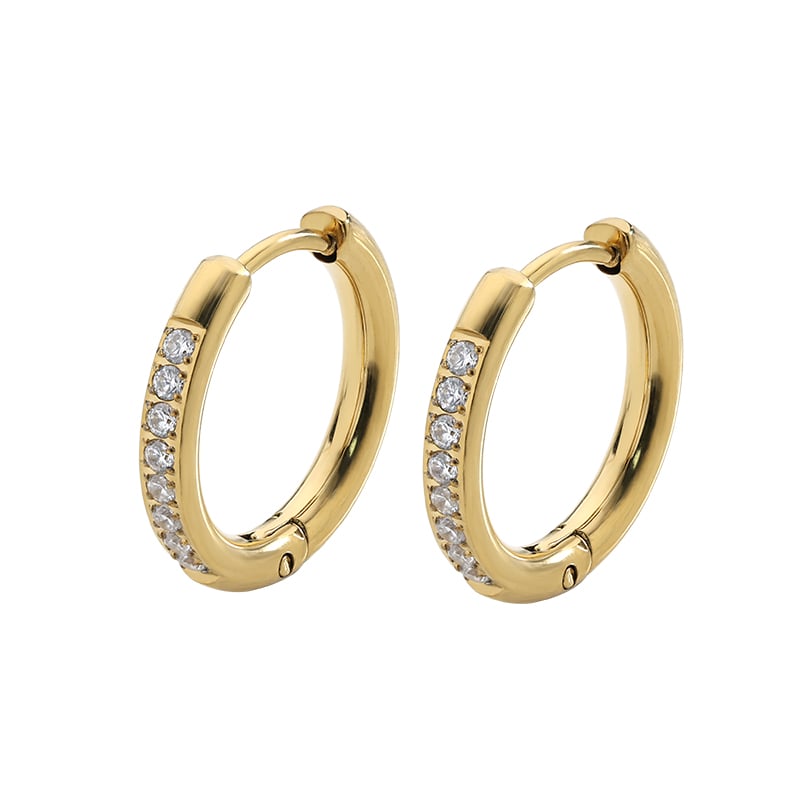 Stainless Steel CZ Huggie Hoop Earrings Set – 6-Piece Graduated Sizes