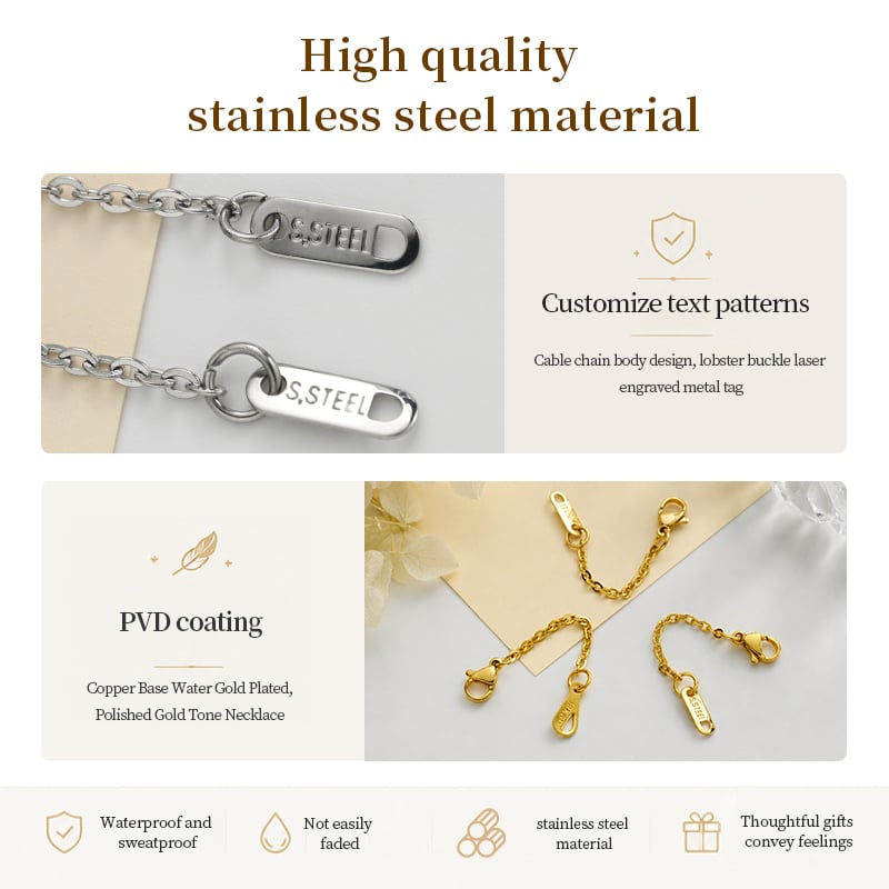 Stainless Steel Extension Chain – Lobster Clasp with Engraved Tag