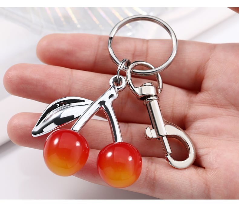 DIY keychain made with stainless steel split rings cherry charm12.jpg
