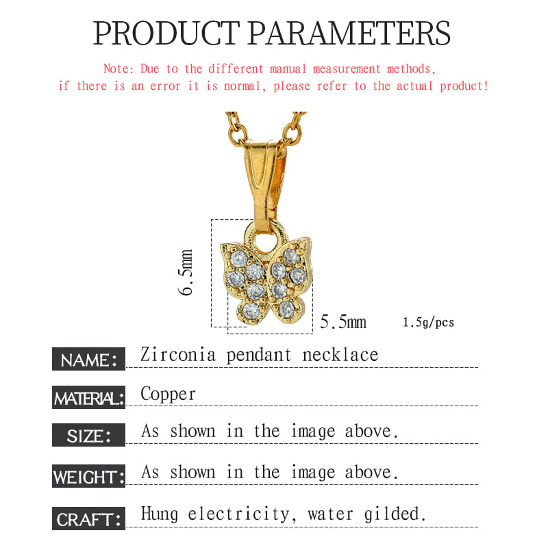 Gold Plated CZ Pendant Necklace – Butterfly & Clover Designs, OEM Wholesale