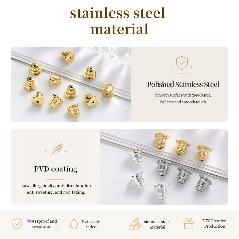 Stainless Steel Flower Earring Backs – Five-Petal Decorative Base