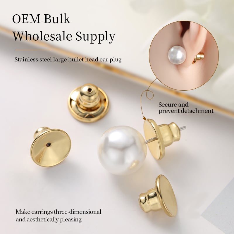 Stainless Steel Large Bullet Earring Backs – 10mm Stable Disc Base