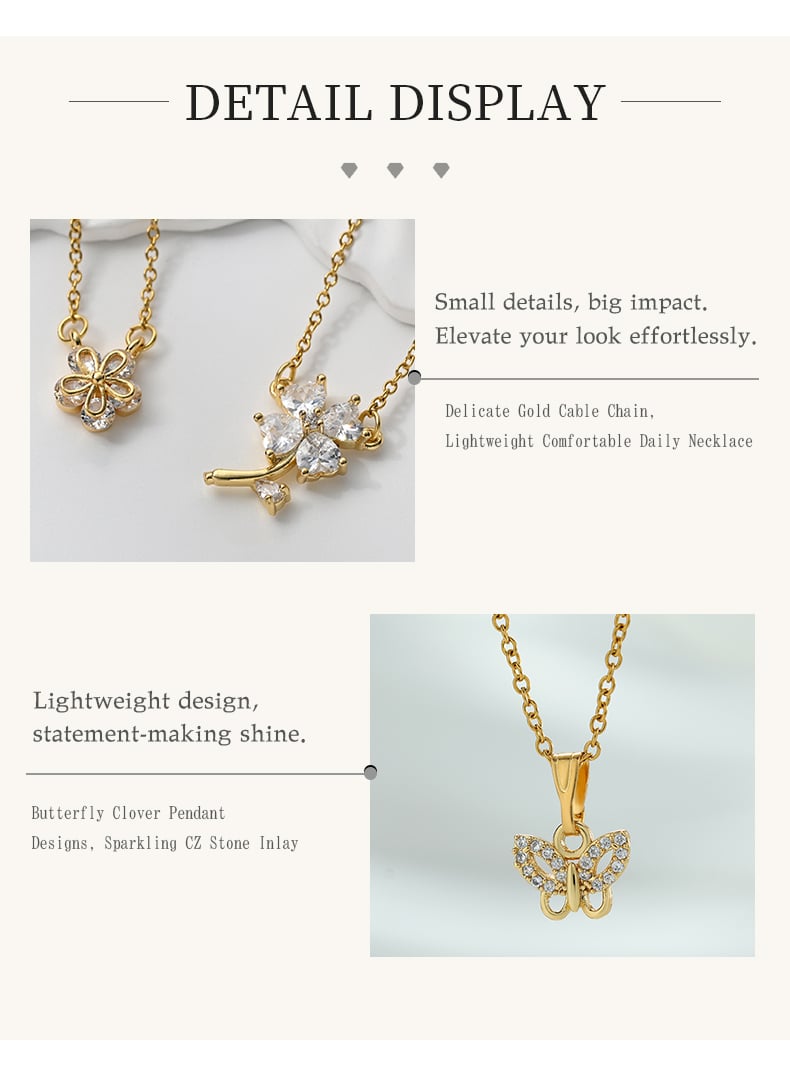 Butterfly clover pendant necklace close-up, sparkling CZ inlay.jpg