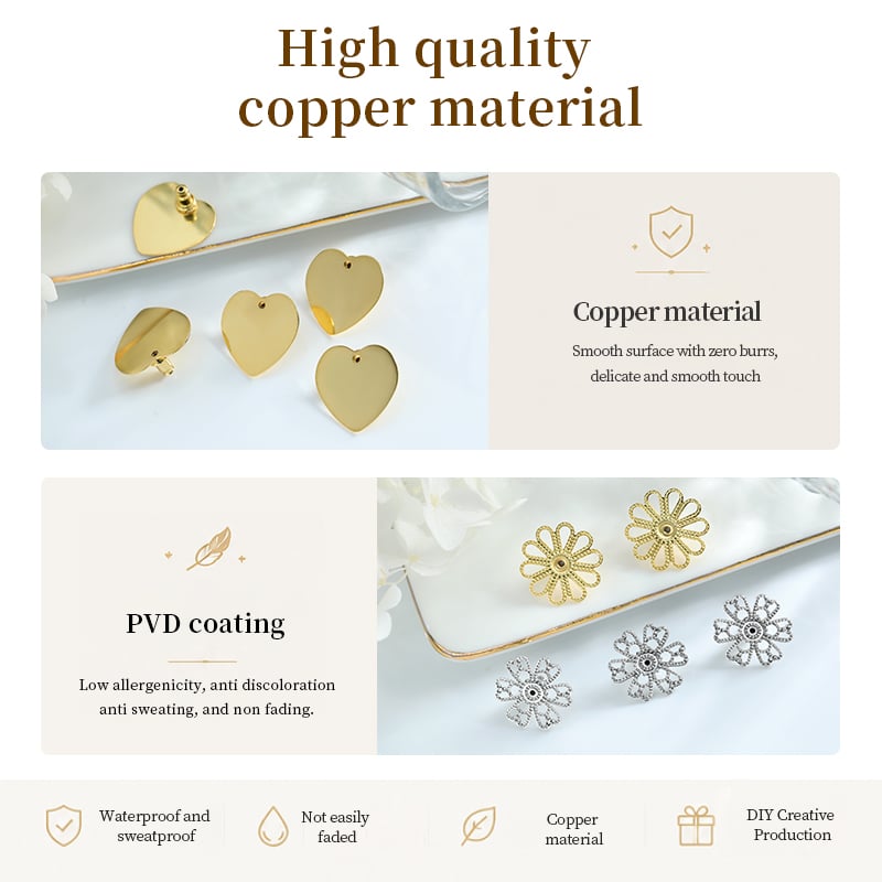 Gold Plated Decorative Earring Backs – 19 Flower Heart Butterfly Styles