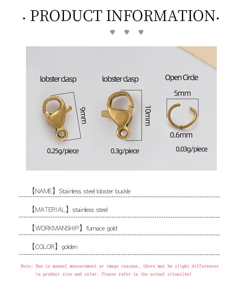 IP gold plated lobster clasp size chart 9mm 10mm with jump ring2.jpg