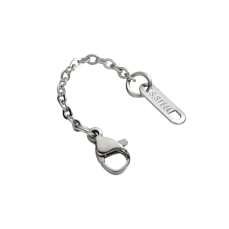 Stainless Steel Extension Chain – Lobster Clasp with Engraved Tag