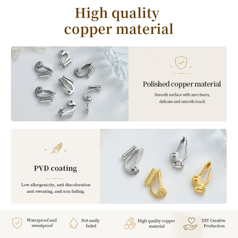 Copper Waterdrop Earring Clip – Hinged Converter for Non-Pierced Ears