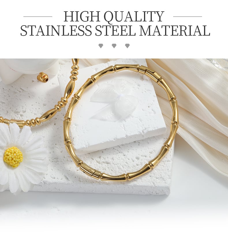 Polished stainless steel bamboo bangle bracelet with hinge clasp.jpg