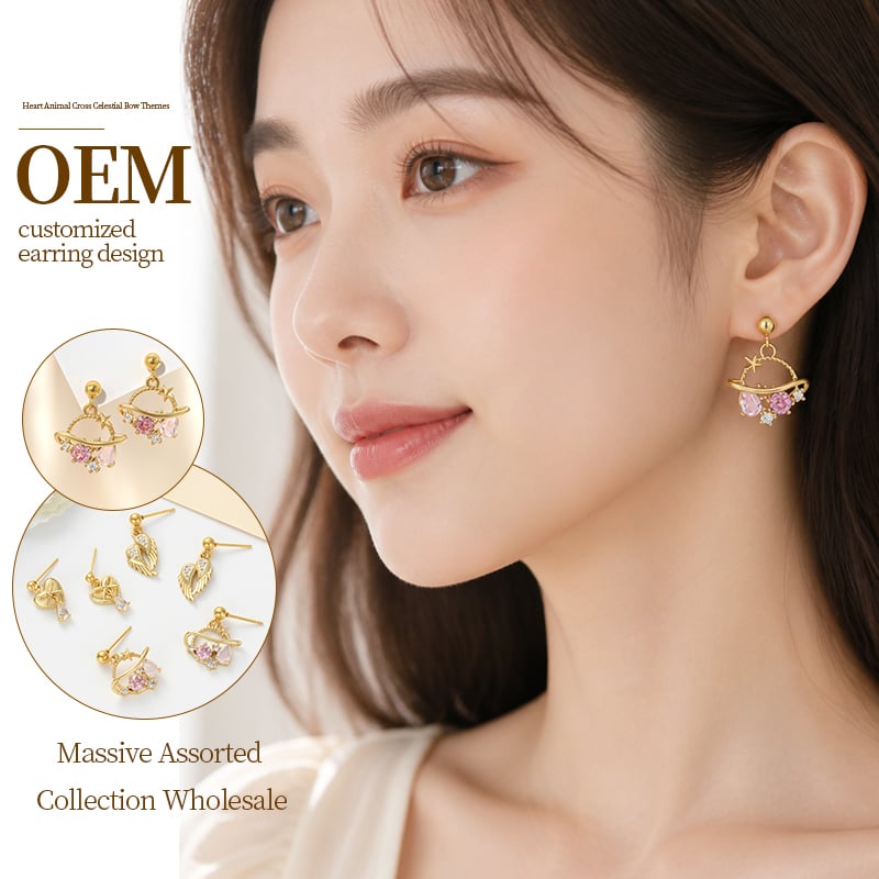 Gold Plated CZ Dangle Stud Earrings – Pendant Motif Collection Intro