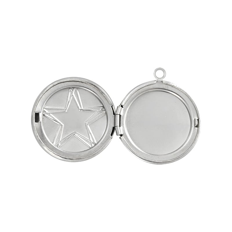 Stainless Steel Locket Pendant – Photo Holder, Star & Heart Designs