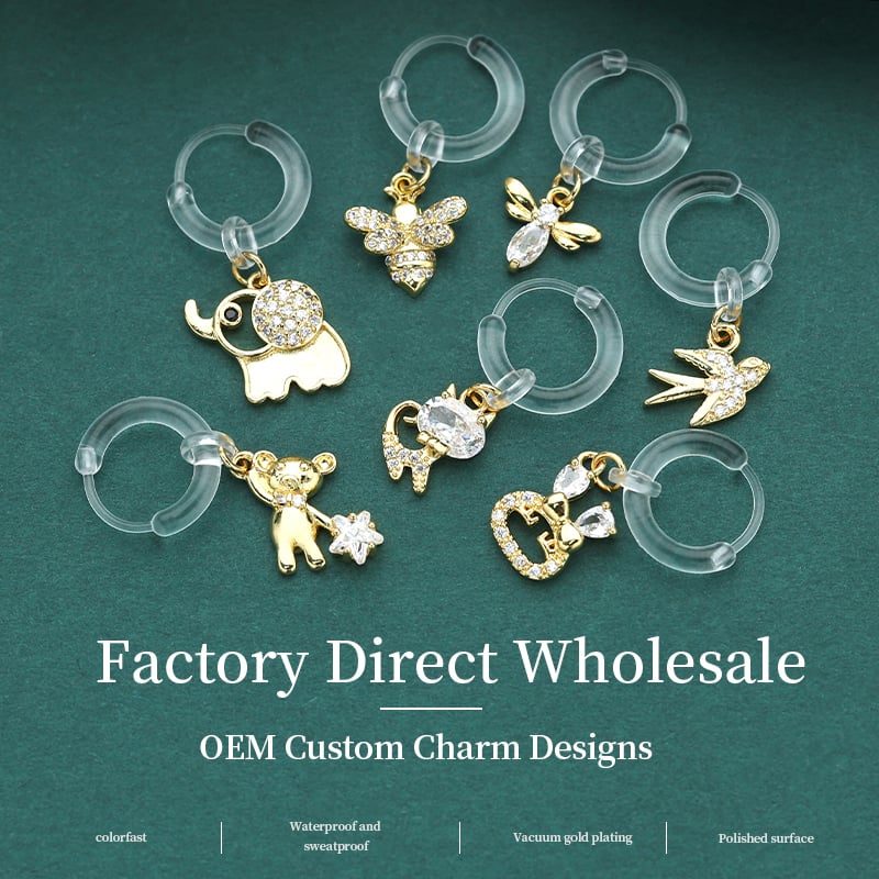 CZ Pendant Hoop Earrings – Gold Plated Pavé Charm Collection 1