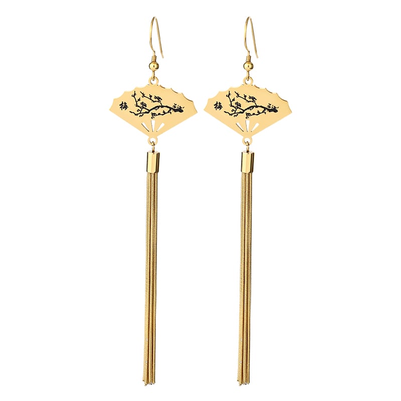 Four Gentlemen Earrings – Laser Etched Plum, Orchid, Bamboo & Chrysanthemum
