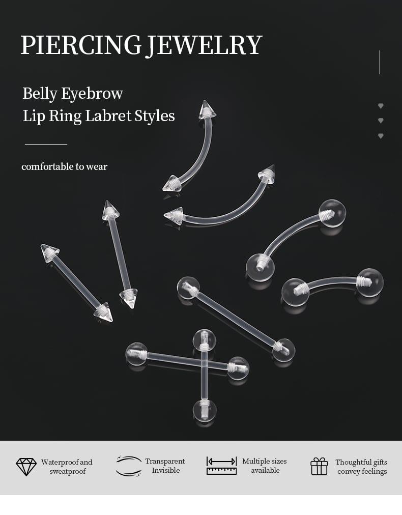 Clear piercing retainer styles for belly eyebrow and lip.jpg