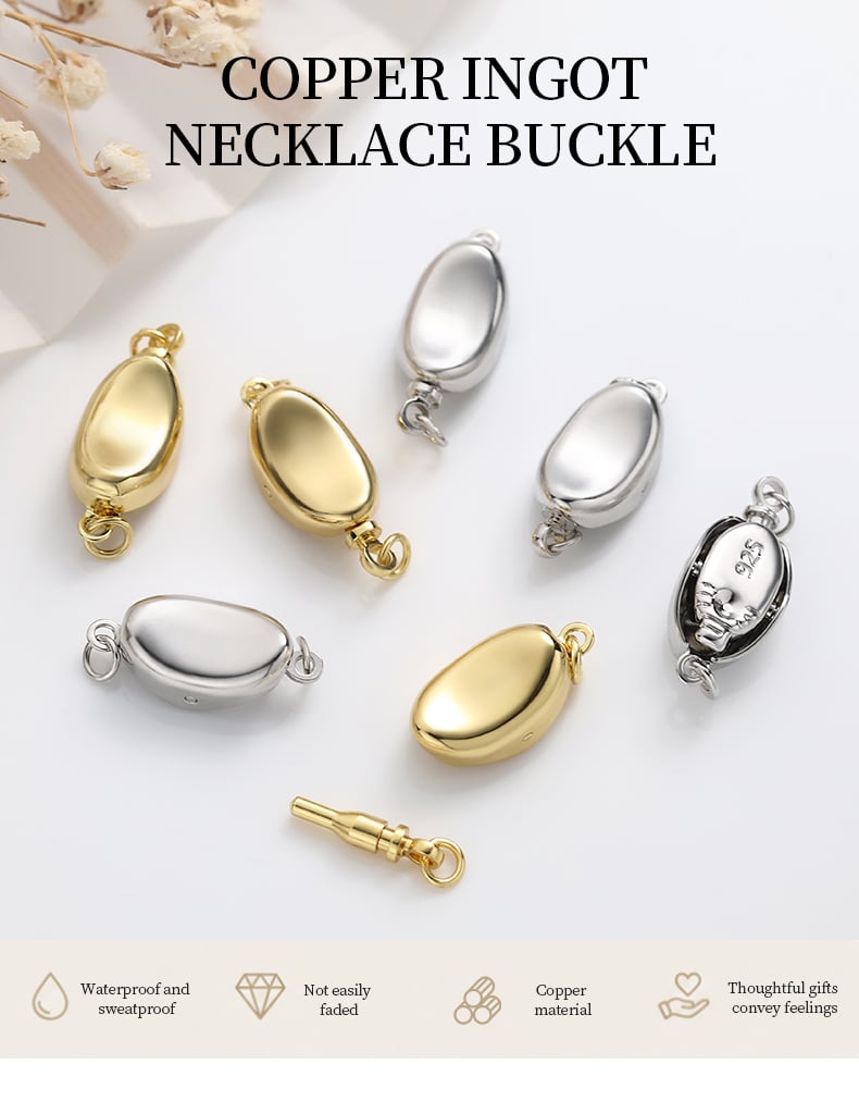 Smooth oval ingot necklace clasp gold and steel polished.jpg