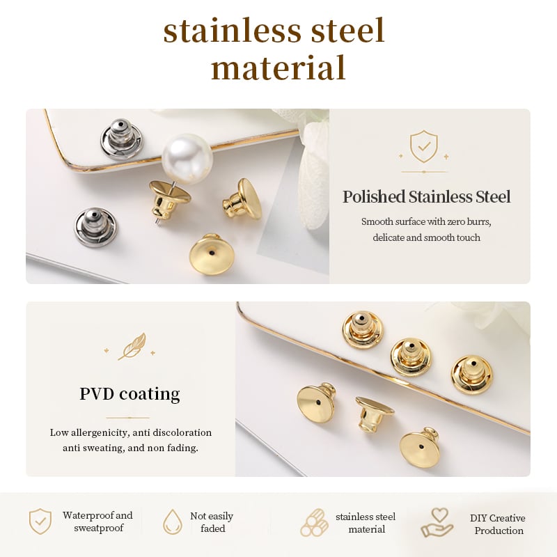 Stainless Steel Large Bullet Earring Backs – 10mm Stable Disc Base
