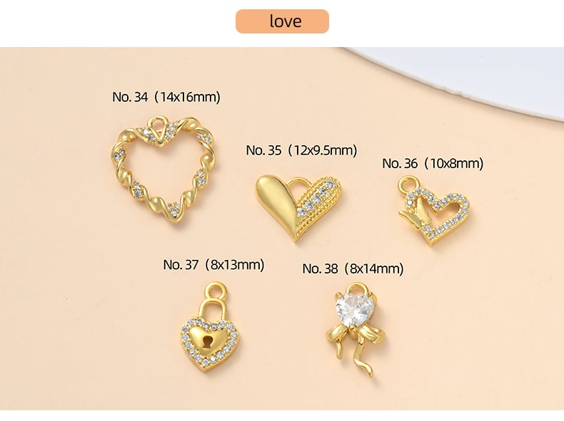 Gold plated CZ pendant charm heart designs collection3.jpg