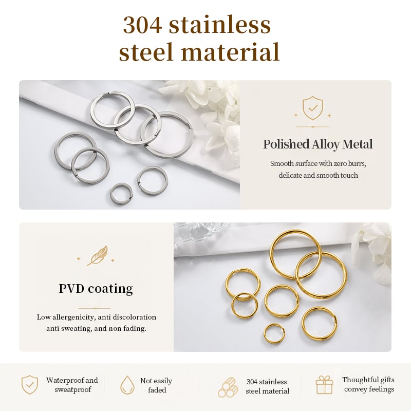 Stainless Steel Split Rings – Flat & Round Edge, 7 Sizes Each