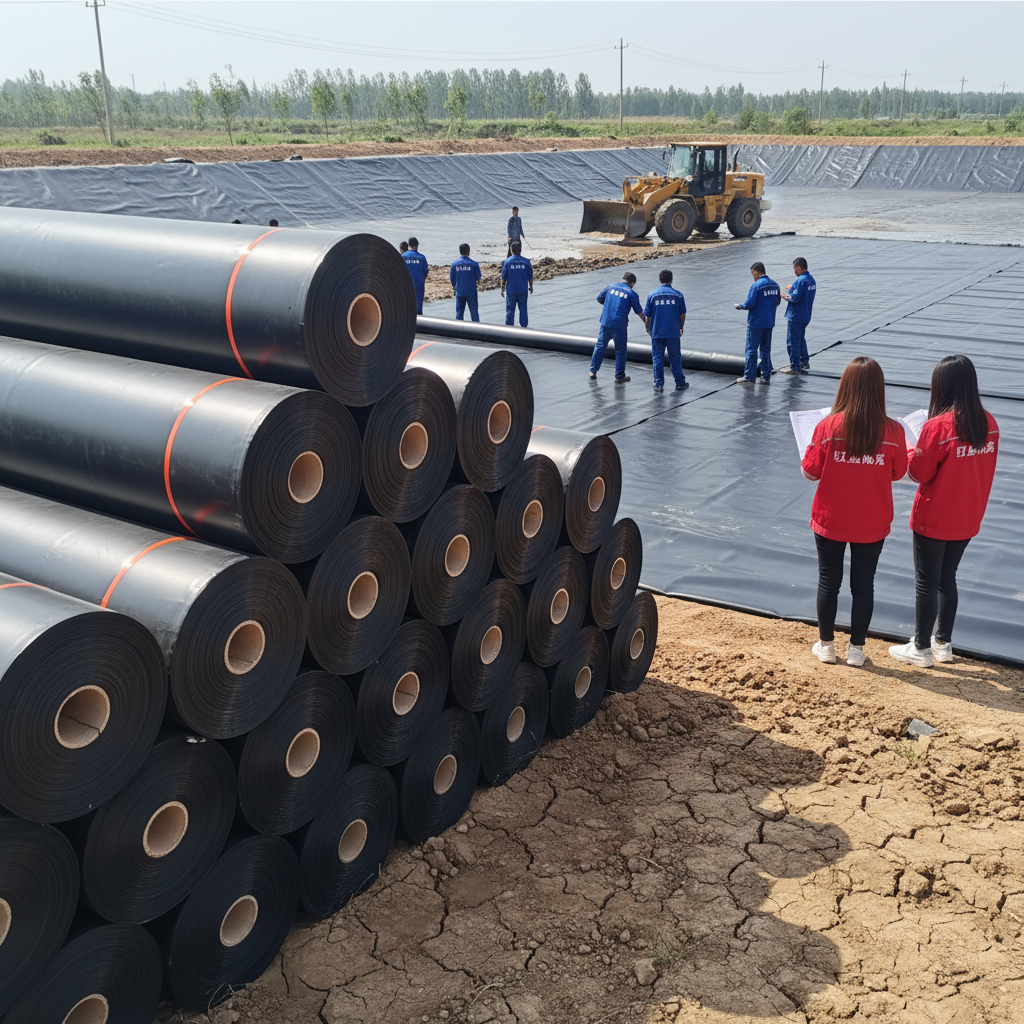 高密度2.0mm HDPE／LLDPE製産業デザイン風ジオメンブレン・ポンドライナー（屋外養魚場および埋立地用途向け）