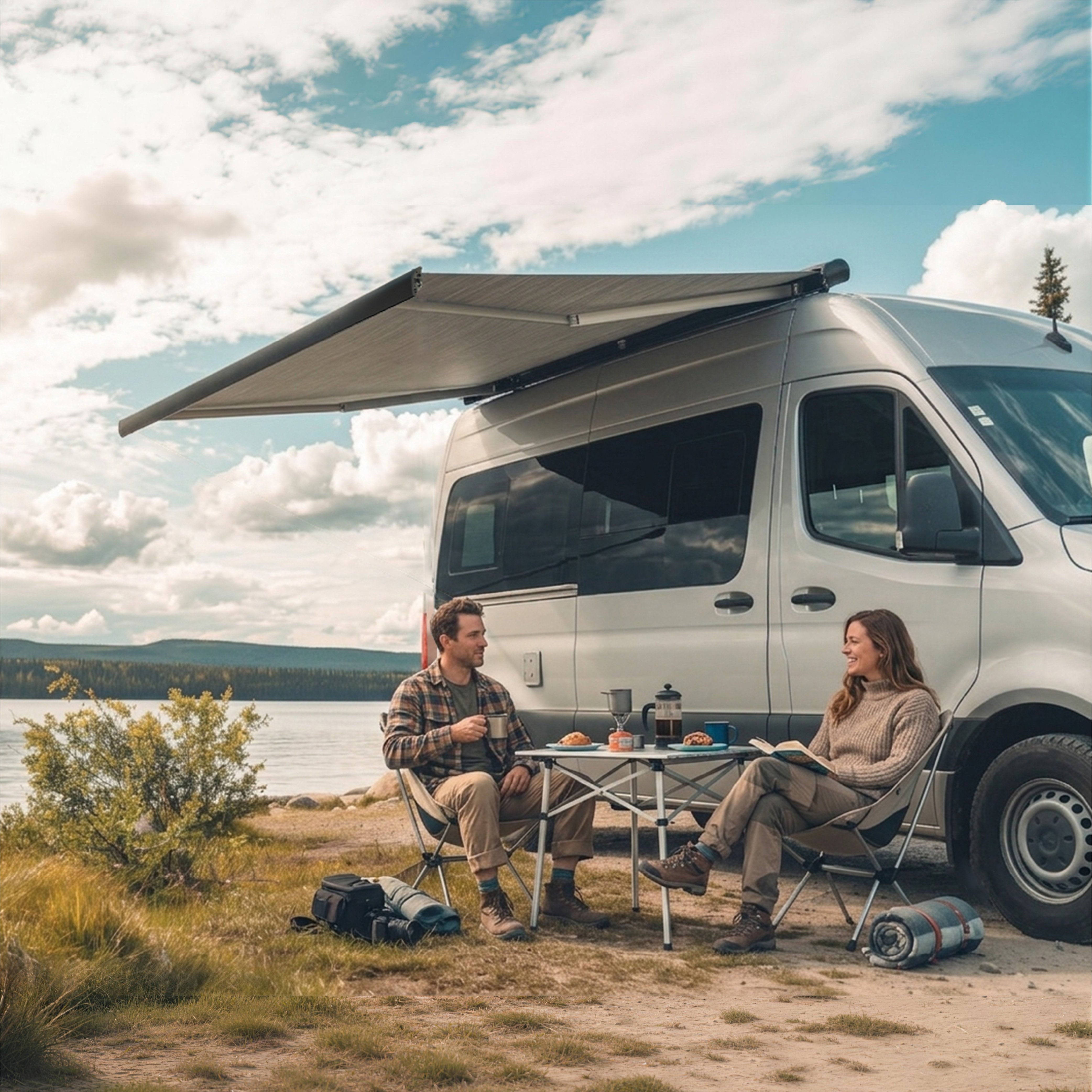 Awnlux W5810 Full Cassette RV Awning — Roof Mount for lightweight European model