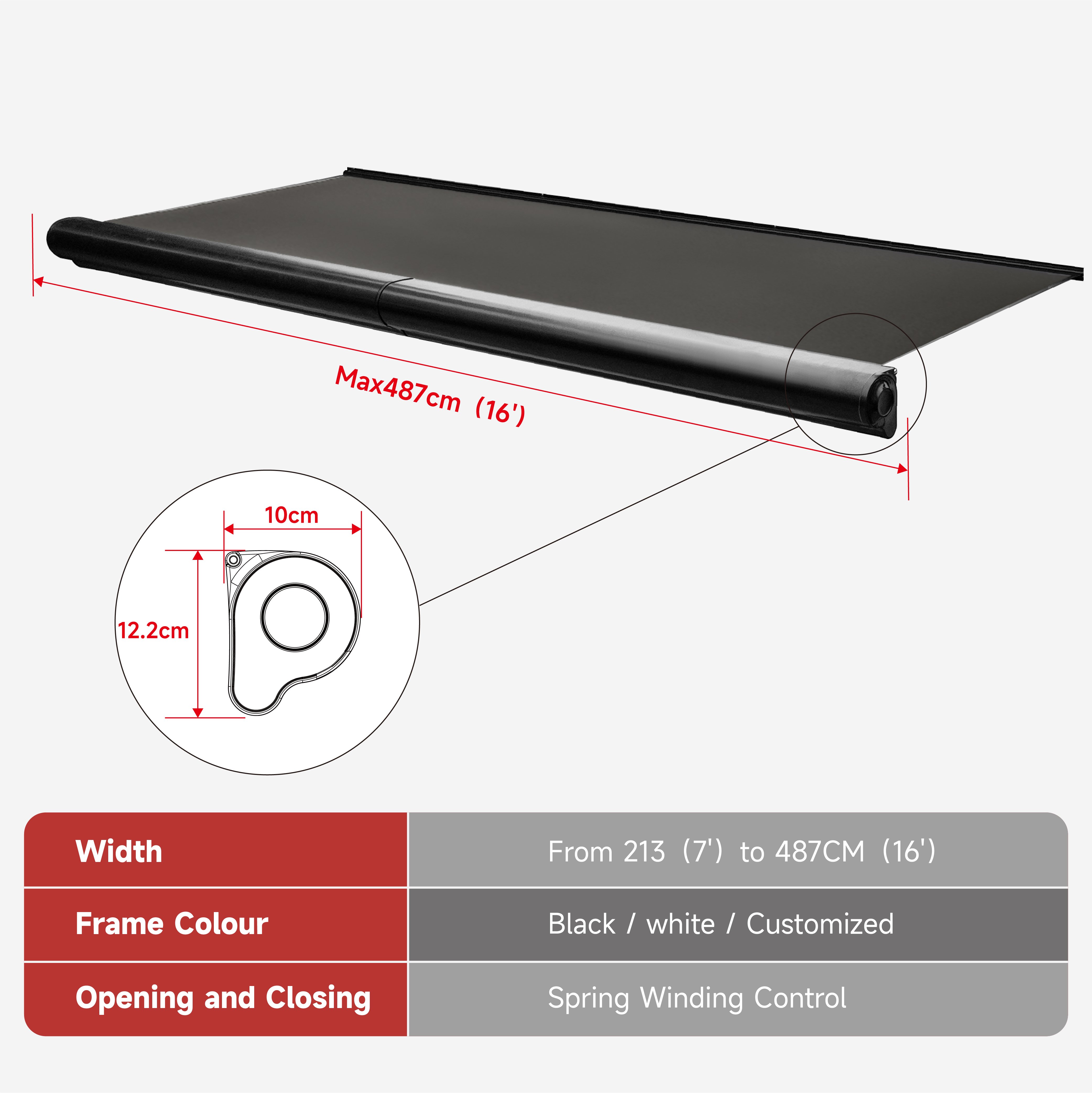 AWNLUX W5280 Slide Out Cassette Awning