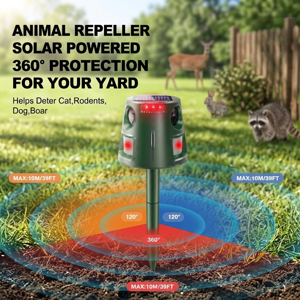 New coming 360 degrees outdoor solar animal repeller