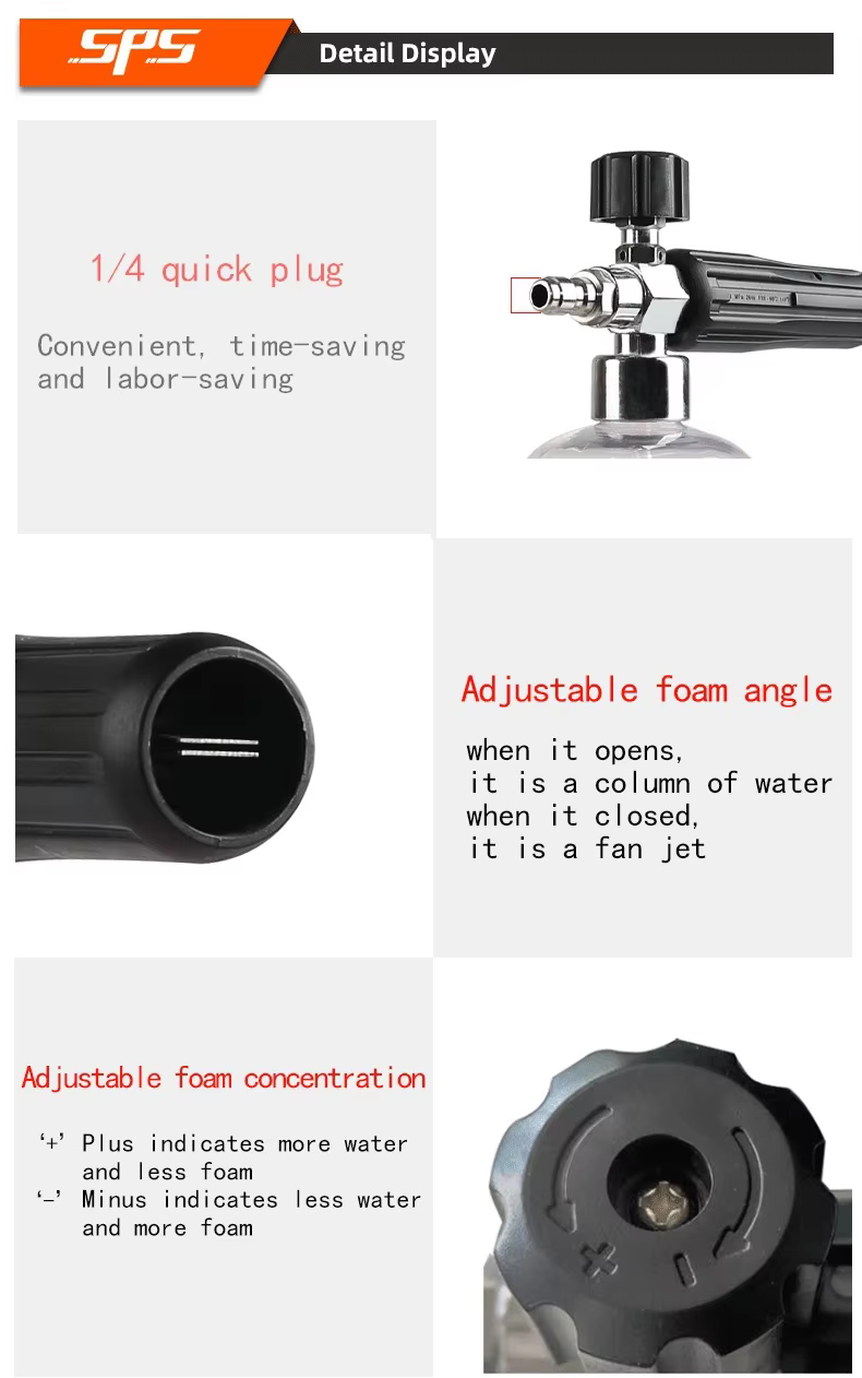 SPS 5000 PSI 1L Transparent Snow Foam Lance Car Wash Snow Shampoo Foam Cannon Foam Nozzle supplier
