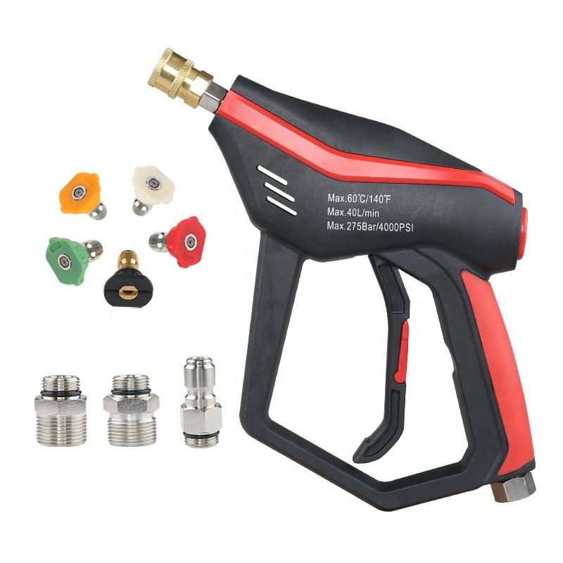 SPS 4000PSI 275Bar High Pressure Washer Gun Set With 5 Color Nozzles 3 Section Connect Car Washer Gun for Car Cleaning