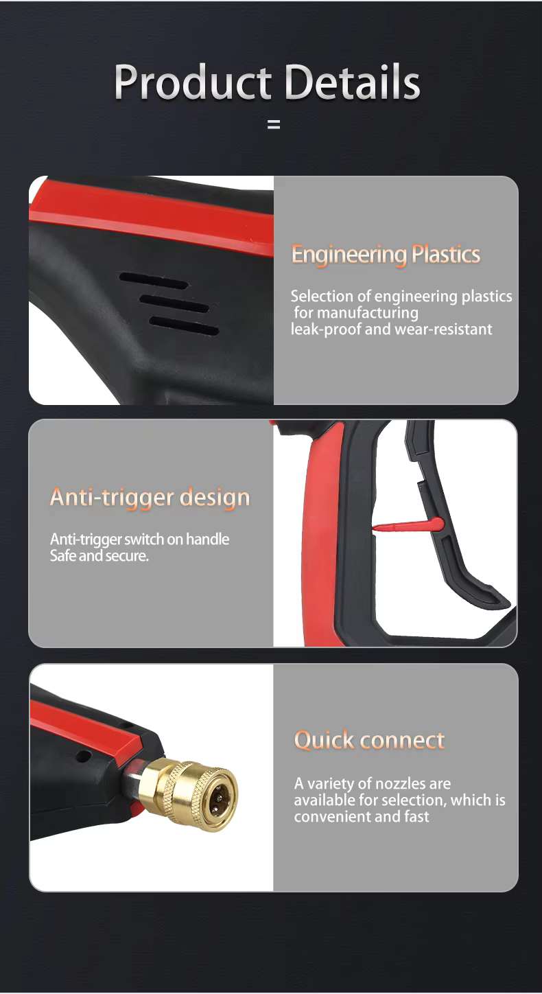 SPS 4000PSI 275Bar High Pressure Washer Gun Set With 5 Color Nozzles 3 Section Connect Car Washer Gun for Car Cleaning details